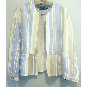 Zara linen blend lightweight peplum jacket XL